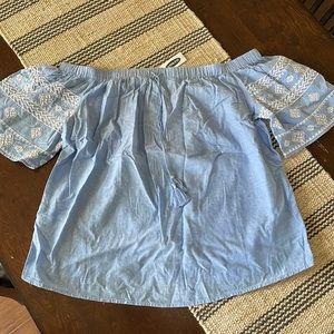 Shoulder-less BabyBlue Summer Blouse